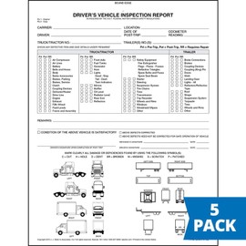 Detailed Driver's Vehicle Inspection Report with Truck & Tractor-Trailer Illustrations 5-pk. - Book Format with 31 Sets, 2-Ply Carbonless, 8.5" x 11", J. J. Keller & Associates, Inc.