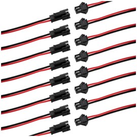 Ruiwaer 50pcs 2pin JST SM Connector Male to Female Wire Connector Cable with 15CM 20AWG Wire for LED Strip Light Tape Lamp (25 x Male + 25 x Female)