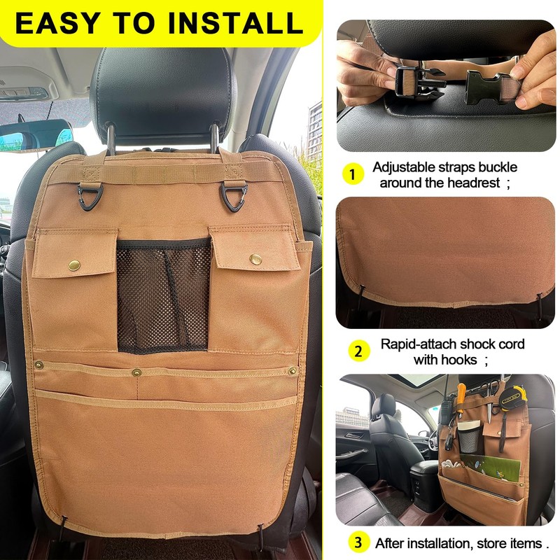 BEATUNEE Car Seat Back Organizer with Multiple Pockets and Hooks