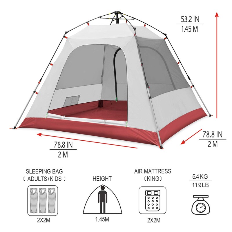 KAZOO Camping Tents 3 Person Waterproof Instant Tents 3 People