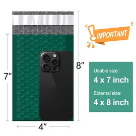 Famagic Bubble Mailers - 4x8 Inch 100pc Ultramarine Green Shipping Bags, Chic Packaging Bags For Small Business, Colored Padded Mailing Envelopes, Opaque Matte Self Seal Bubble Poly Mailers Bulk #000