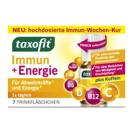 taxofit Immune + Energy with Caffeine | Gluten Free | Lactose Free | Freshly Prepared | 1x Daily | 7 Drinking Bottles