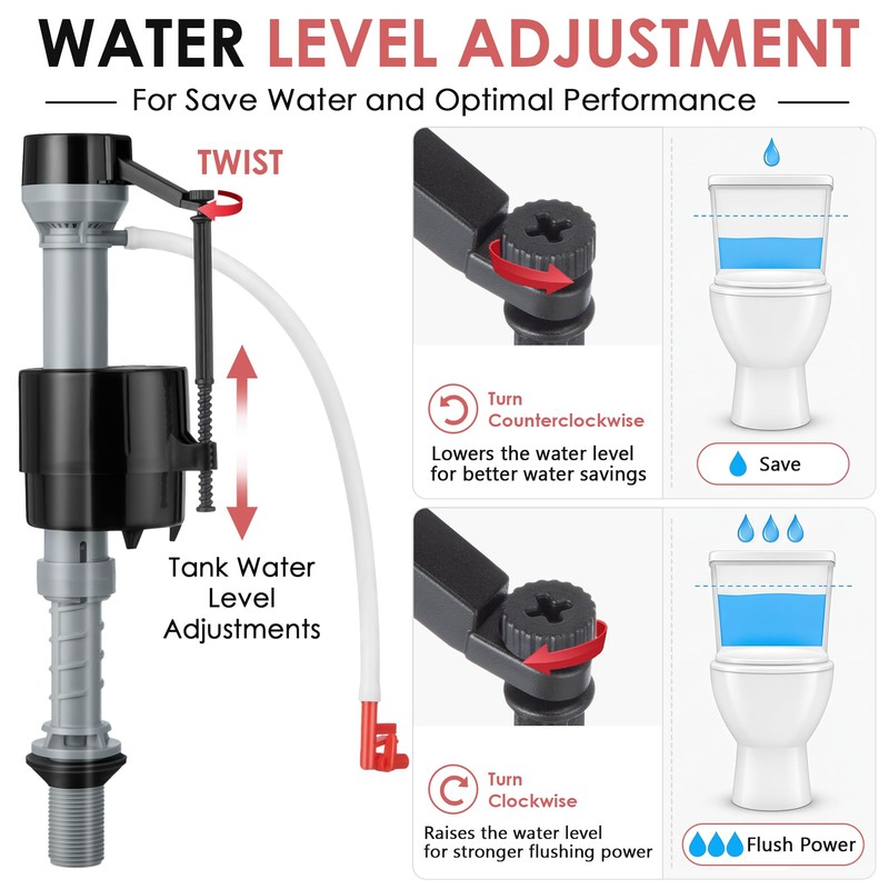 3 Sets Toilet Float Replacement Kit with 2 Inch Flapper