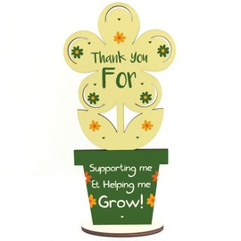 RED OCEAN Thank You Gifts Wood Flower Helping Me Grow Teacher Assistant Friend Gift Keepsake