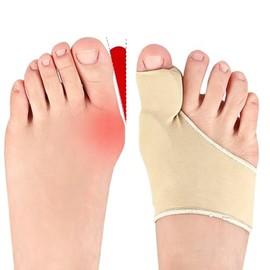Bunion Corrector Relief Sleeve, 2 Pairs Gel Cushion Pads Big Toe Protector Socks, Big Toe Separator & Straightener for Hallux Valgus Correction Rubbing & Pressure, Unisex (Skin color)