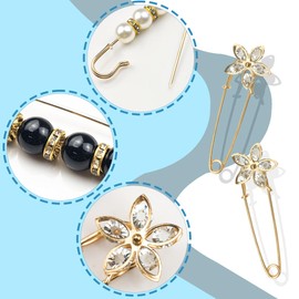 ELANE 10 PCS Pearl Brooch,Decorative Safety Pins,Brooch Pins for Women Fashion,Clothes Pins for Clothing Dress Pants Skirt Waist (multicolour-10PC)