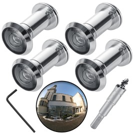 LDXDRU 4 Pack Peep Holes for Door, 220-Degree Door Viewer Door Peep Holes for Front Door with Drill Bit Heavy Duty Rotating Privacy Cover for 1-3/8" to 2-1/6" Doors for Home Office Hotel, Chrome