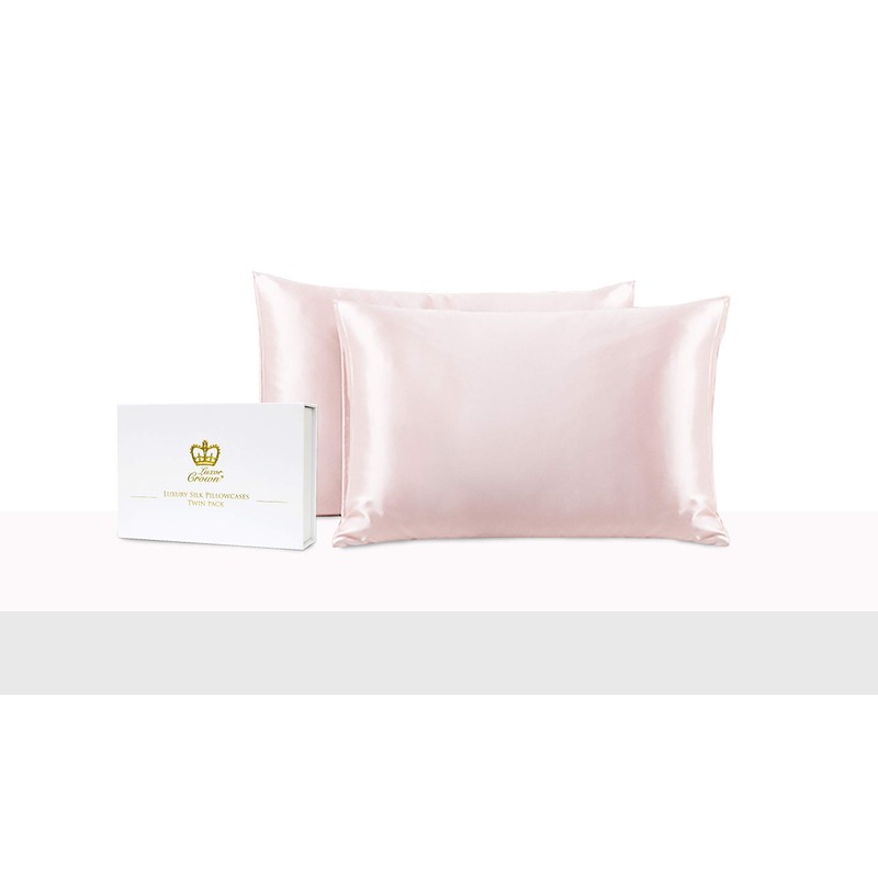 Luxor Crown Set of 2 Mulberry Silk Standard Pillowcases (White)
