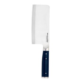 KitchenAid 6 Inch Forged Cleaver, High Carbon Japanese Steel, Eastern Style Ergonomic Handle with Blade Cover, Ink Blue