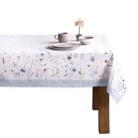 Maison d' Hermine Ice Floral 100% Cotton Tablecloth for the Kitchen, Dinner, Tabletop, Party Decoration, Weddings, Thanksgiving/Christmas (Rectangle, 140 cm x 180 cm)