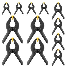 BLOSTM Spring Clamps Set 12 PCS - Heavy Duty Adjustable Plastic Clamps with Strong Grip for Workshops, DIY, Photography, Garden, Wood, Tarpaulin (3 sizes: 4 x 8.5cm, 4 x 11.5cm, 4 x 16.5cm)