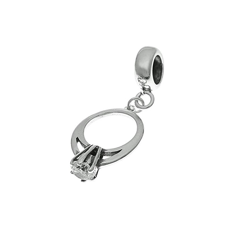 Anillo de compromiso de plata de ley 925 con circonita