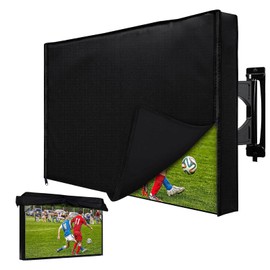 Outdoor TV Cover 48-50 Inch with Waterproof Zipper Velcro + Bottom Cover, HOMEYA 600D Heavy Duty Weatherproof TV Enclosure with Front Flap, for Outside LED LCD Flat Screen TVs