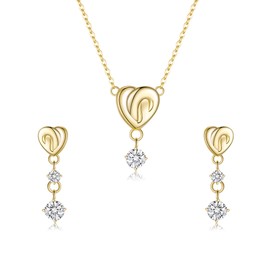 EVER FAITH Infinity Heart Necklace Dangle Earrings Set Round Cut Jewellery Sets Gifts for Birthday/Valentine's Day/Mother's Day Women, Cubic Zirconia, Cubic Zirconia