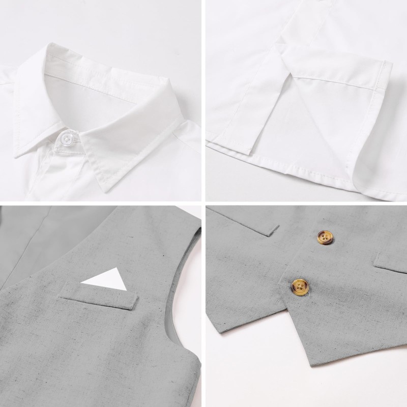 SANGTREE Boys' Gentleman Bowtie Formal Outfit V Neck Vest Wedding