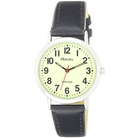 Ravel Glow in The Dark Luminous Dial Watch (Black)