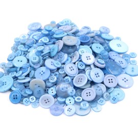 Swpeet 650 Pieces Assorted Sizes Resin Buttons 2 and 4 Holes Round Craft Buttons for Sewing DIY Crafts Children's Manual Button Painting (Light Blue)
