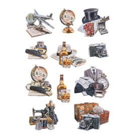 Ideen mit Herz Sticker sheet 3D relief stickers, high-quality embossed with 3D effect, DIN A4 sheet with various motifs (vintage 01)