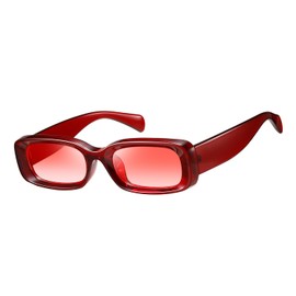 kimorn Retro Rectangle Sunglasses for Women Men Thick Frame Sun Glasses UV Protection Shades K1703 (Red/Gradient Pink)