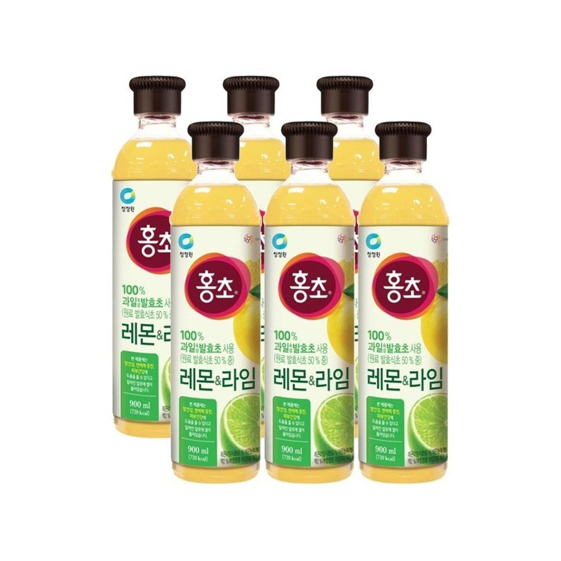 Cheongjungwon 대상 청정원 홍초 레몬라임 900ml x 6개 Daesang Cheongjeongwon