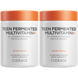 Codeage Teen Multivitamin Supplement – Daily Vitamins and Minerals for Teen Boys and Girls – Organic Whole Food Formula with Omega-3 and Vitamins A to K - 2 Pack