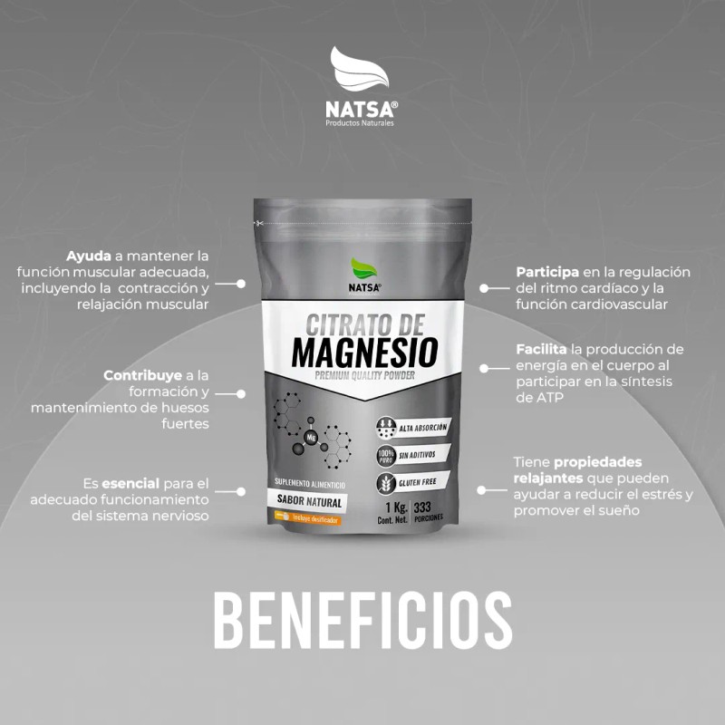 Citrato Magnesio Grado Alimenticio Sabor Natural
