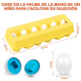 Huevos Geométricos Montessori Juguete Educativo, Juguete de Clasificación de Colores y Emparejamiento de Formas para Desarrollo de Habilidades Motoras Finas, 12 Piezas, para Niños de 1-3 Años (Viaje)