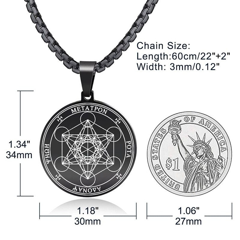 FLYUN Metatron’s Cube Pendant for Men Seals of Archangel Angel