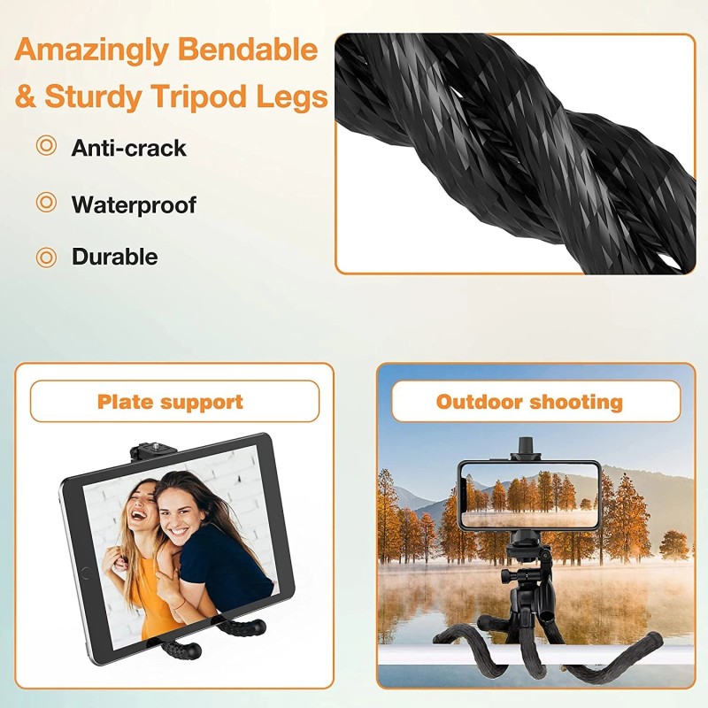 Erligpowht Phone Tripod, Portable Cell Phone Camera Tripod Stand with