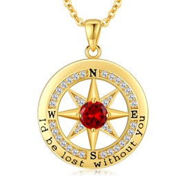S925 Necklace Gift for Wife |Compass Jewelry |Women Anniversary |Sterling Silver |Girlfriend Birthday Gifts for Her Valentines |I'd be Lost without You |18K Gold Jan 01