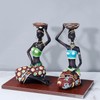 2PCS Vintage African Women Statue Candle Holders Resin Figurines Fits