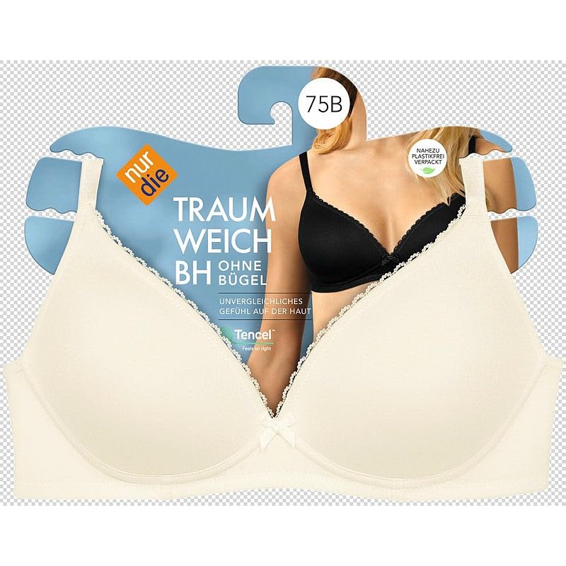 Nur Die Women's Traumweich Bügelloser BH Everyday Bra, Beige (offwhite