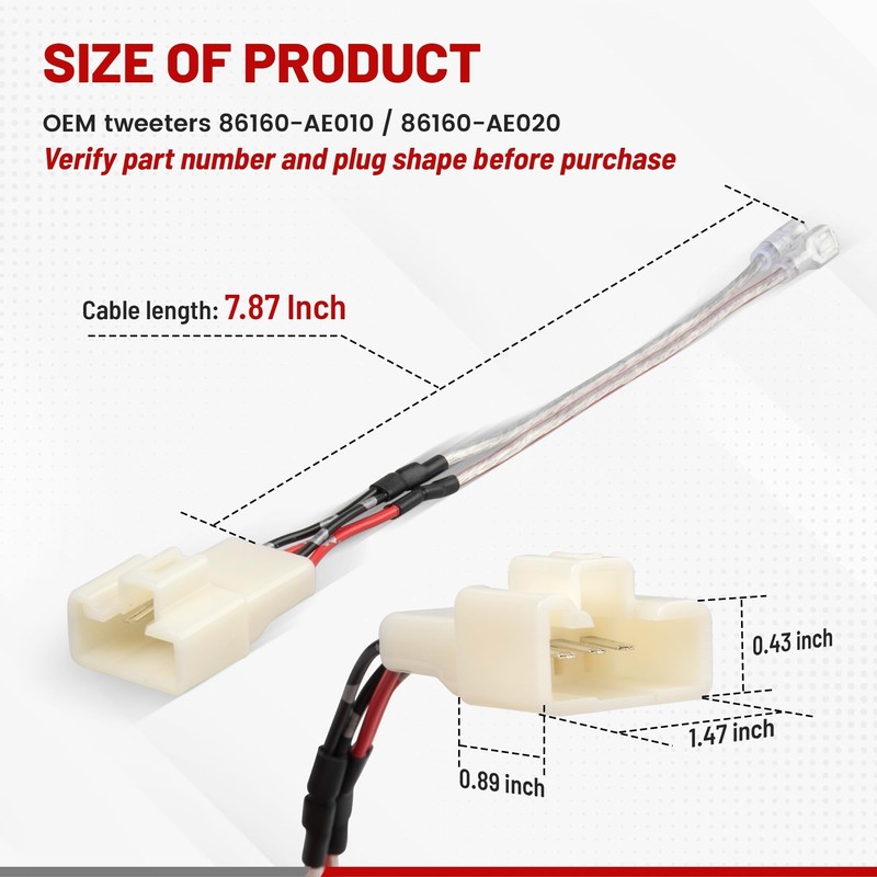 RED WOLF Car Dash Tweeter Speaker Wiring Harness Compatible with