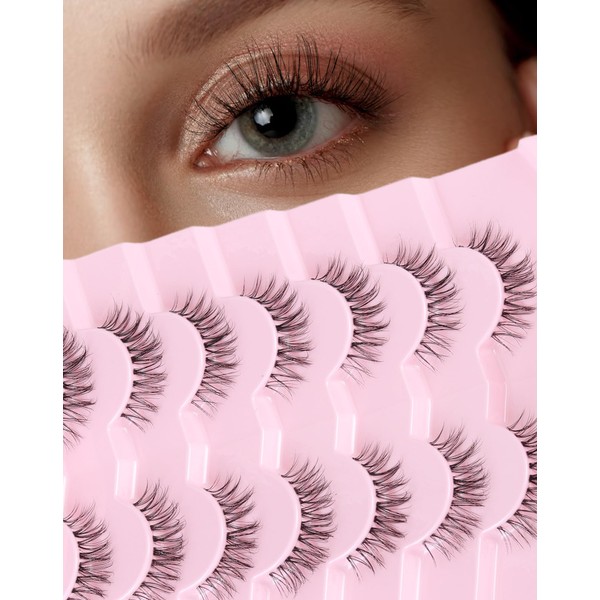 ENFOO Lashes Natural Everyday Wispy Lashes Natural Look Clear Band