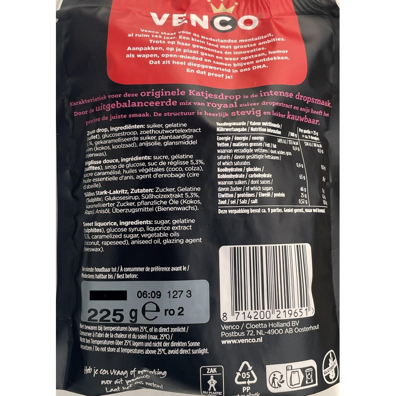 Venco Katjesdrop I Hard and Sweet Cat shaped Licorice from