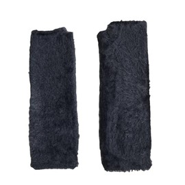 Dressica Women Arm Warmers Knit Mitten Mink-Like Furry Fingerless Gloves with Thumb Hole Soft Y2K Wrist Warmers Sleeve (Black)