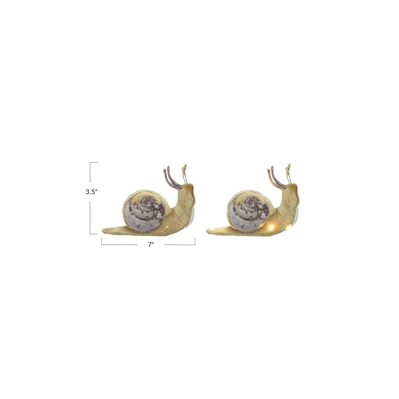 Creative Co-Op Fabric Snail Decor with LED Lights, Purple and
