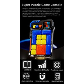 HLF Super Puzzle Machine Mecha Look LED Screen Maze Escape Game HuaRong Blocks 500 Levels Automatic Induction Magnetic Design Logical Thinking Gift Toy for Children (Black)