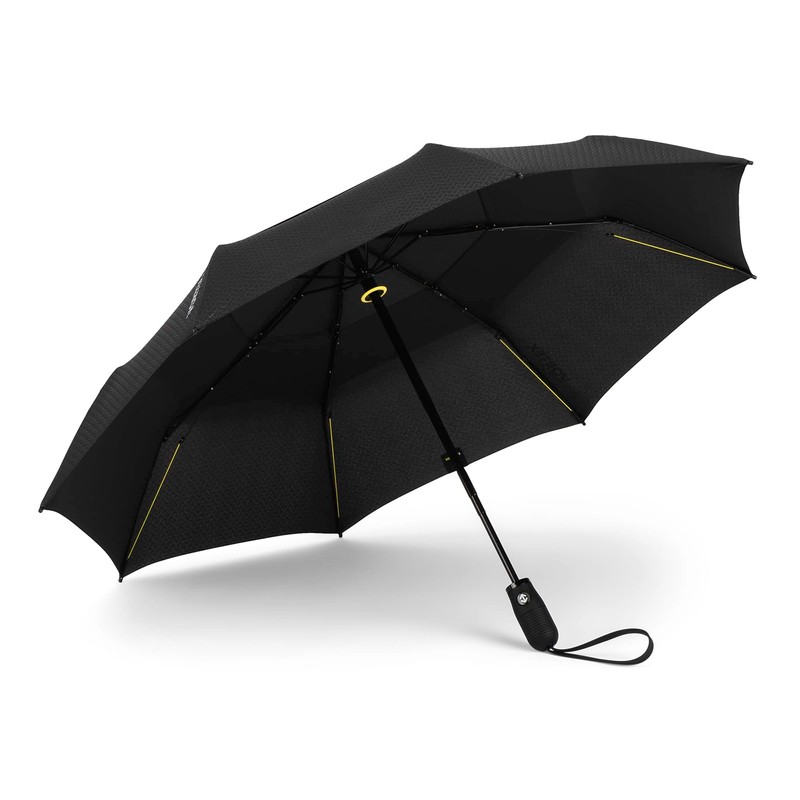 ShedRain Vex Black Compact Umbrella, Folds to 11", 43" Arc,