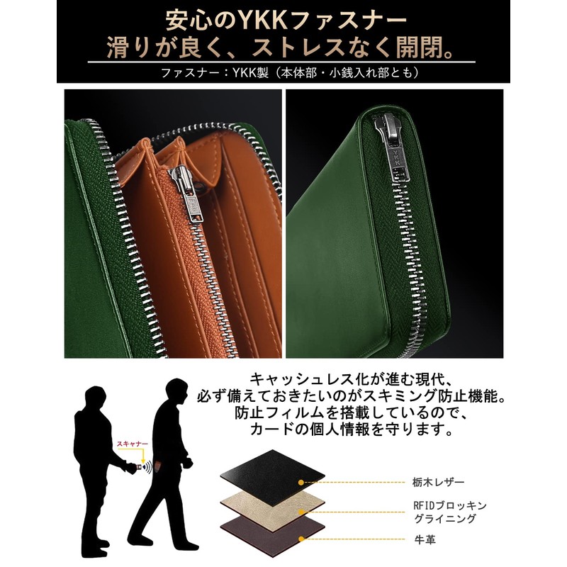 Men's Long Wallet, Tochigi Leather, Made by Leading Wallets Craftsmen,