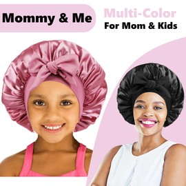 LBYLUS 2 Pcs Satin Bonnet for Kids Sleeping,Kids Bonnets for Girls with Kids Scrunchies for Kids,Toddler