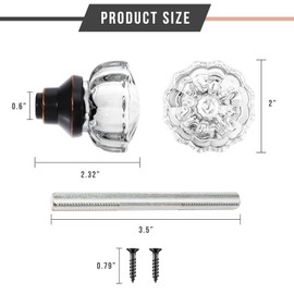 Glass Door Knobs Interior - Vintage Crystal Glass Knobs with Antique Mortise Lock Replacement for Interior Doors, Cabinets, Old-World Style Restorations Oil Rubbed Bronze 2 Pack