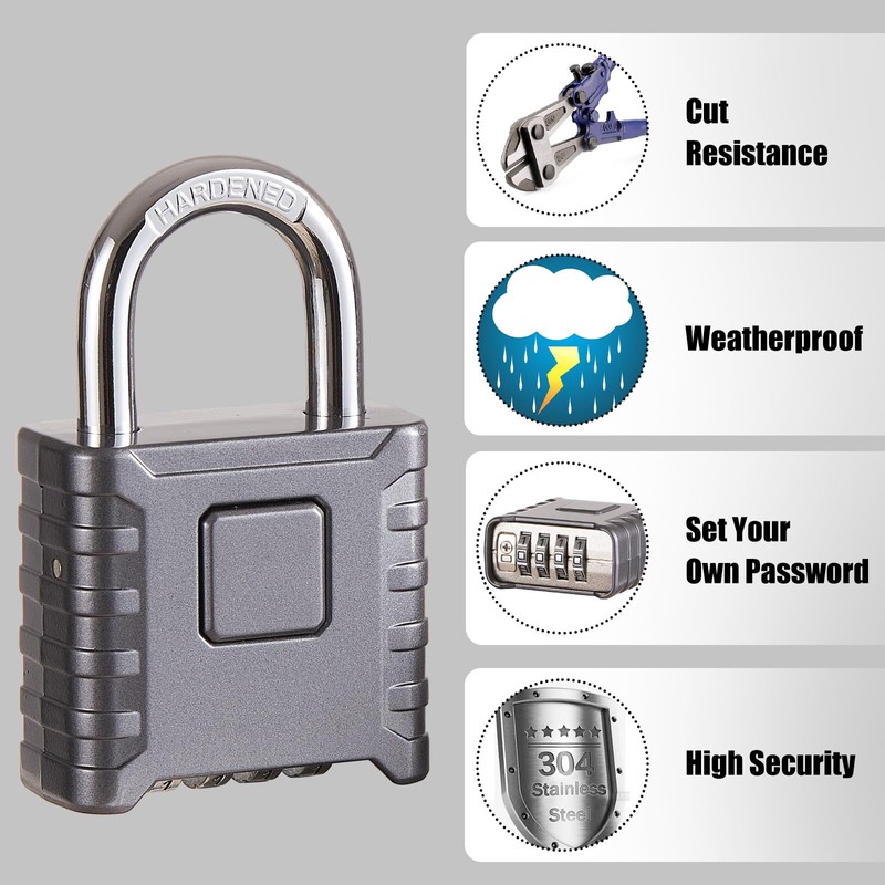 2 Pack disecu Heavy Duty 4 Digit Combination Lock, One