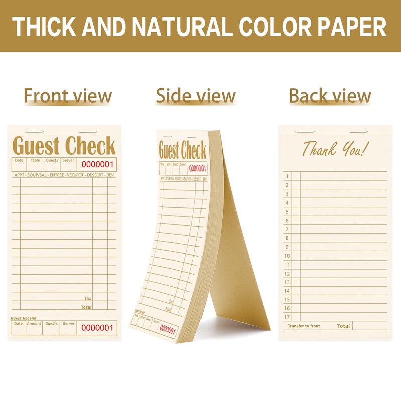 ZPARIK Guest Checks Books for Servers, Server Note Pads, 6