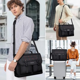 WITZMAN Messenger Bag for Men Crossbody Large Lightweight Satchel Bag Nylon Shoulder Bag with 15.6 inch Laptop（B701 Classic Black）