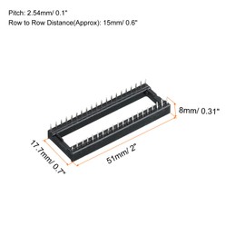sourcing map DIP IC Chip Socket Adapter Flat Pin 40P 2.54 mm Pitch 15 mm IC Socket for PCB Board Chip, Pack of 30
