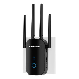 WONLINK Ripetitore WiFi 1200Mbps Doppia Banda, Amplificatore Segnale WiFi con 4 Antenne, Porta Ethernet, WPS, MU-MIMO, Modalità Ripetitore/Router/AP e Indicatore di Segnale