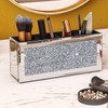 SHYFOY 4-Compartment Makeup Brush Holder, Mirrored Makeup Organizer with Crushed