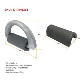 Mytee Products (4 Pack) Forged Steel D-Ring, 36 Ton, Weldable for Decks or Hatch Covers