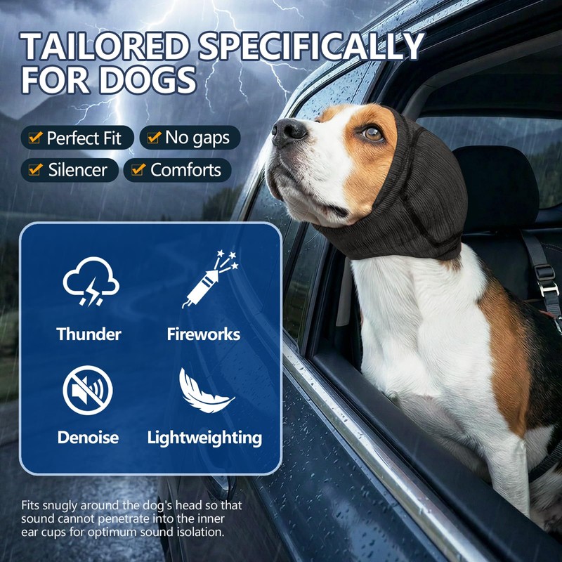 Dog Calming Ear Cover for Fireworks & Thunderstorm Noise Protection,